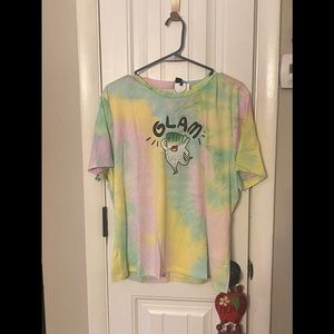 Green,Yellow,Pink tie dye shirt from shein